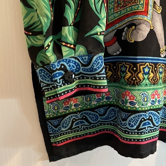 Vintage Diane Gilman Silk Elephant Shirt Size L Like New - Picture 7 of 8